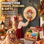 Interchangeable Front Door Welcome Sign Set with Seasonal Holiday Seasonal Icons
