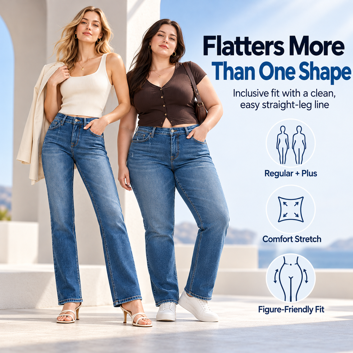 Women's Flattering Straight-Leg Jeans – Stretch Denim That Complements Your Curves