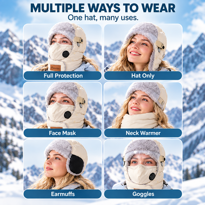 Unisex Fleece-Lined Winter Trapper Hat with Face Cover （Buy 2 Free Shipping）