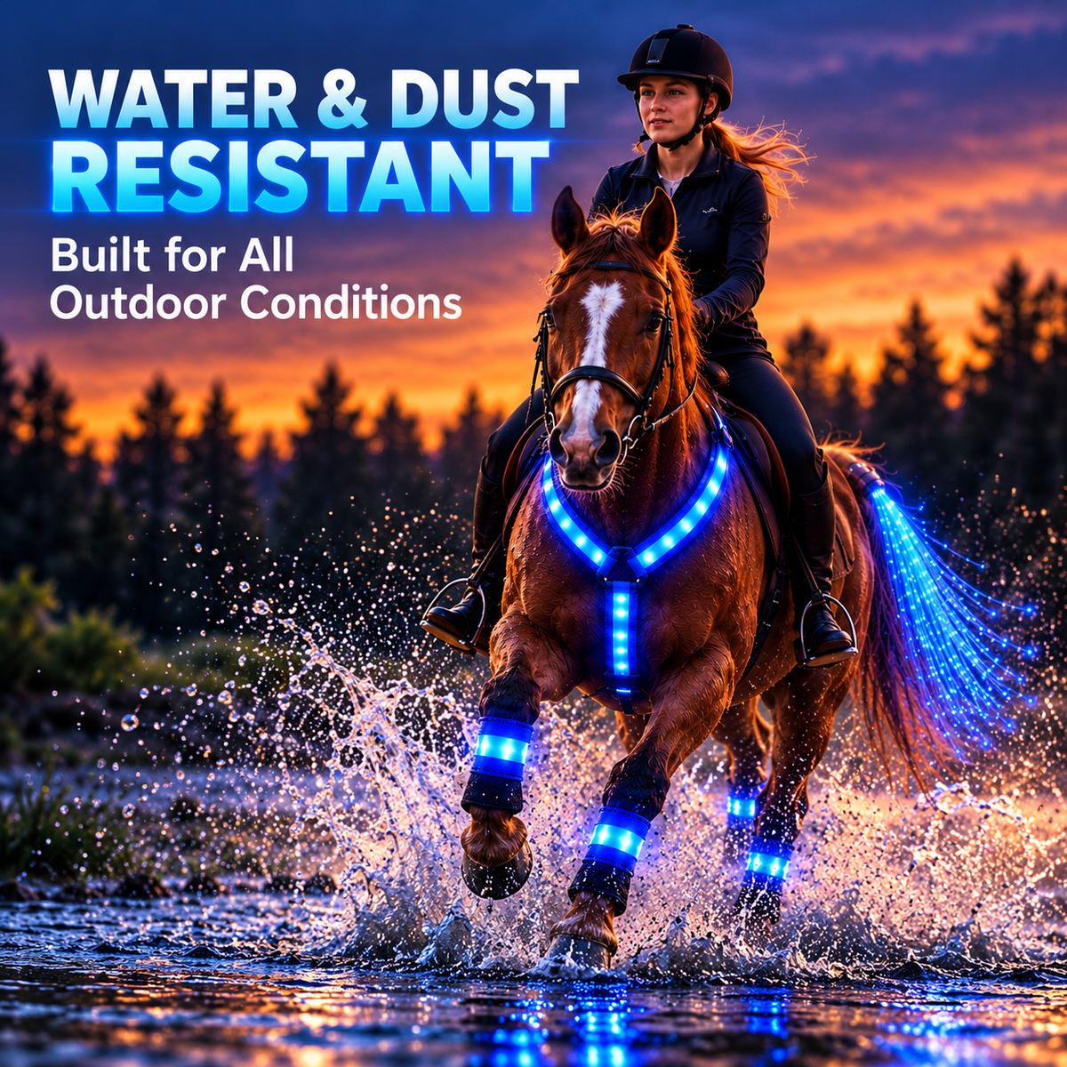 🐎LED Light-Up Horse Harness & Fiber-Optic Tail Accessory Set🌙