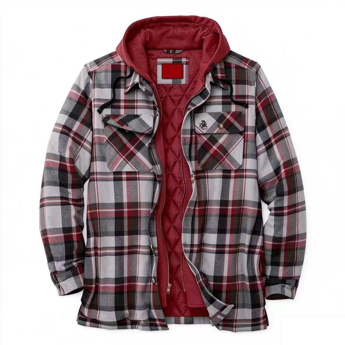 Men’s Quilted Flannel Hooded Shirt Jacket