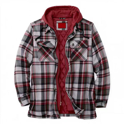 Men’s Quilted Flannel Hooded Shirt Jacket