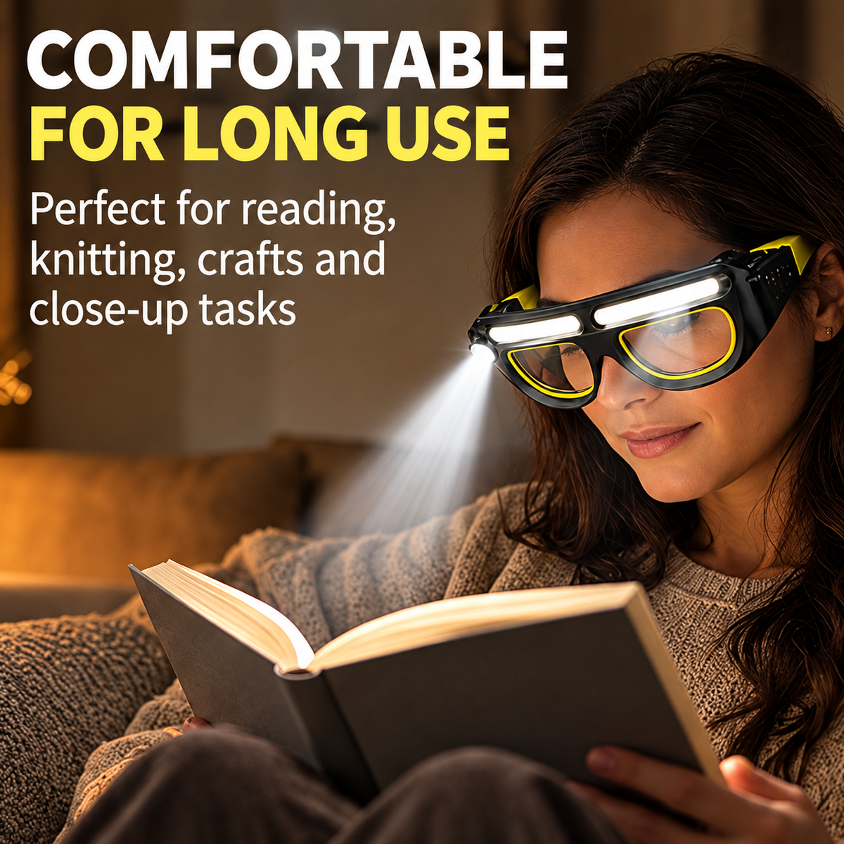 Hands-Free LED Light Glasses with Spotlight & COB Floodlight