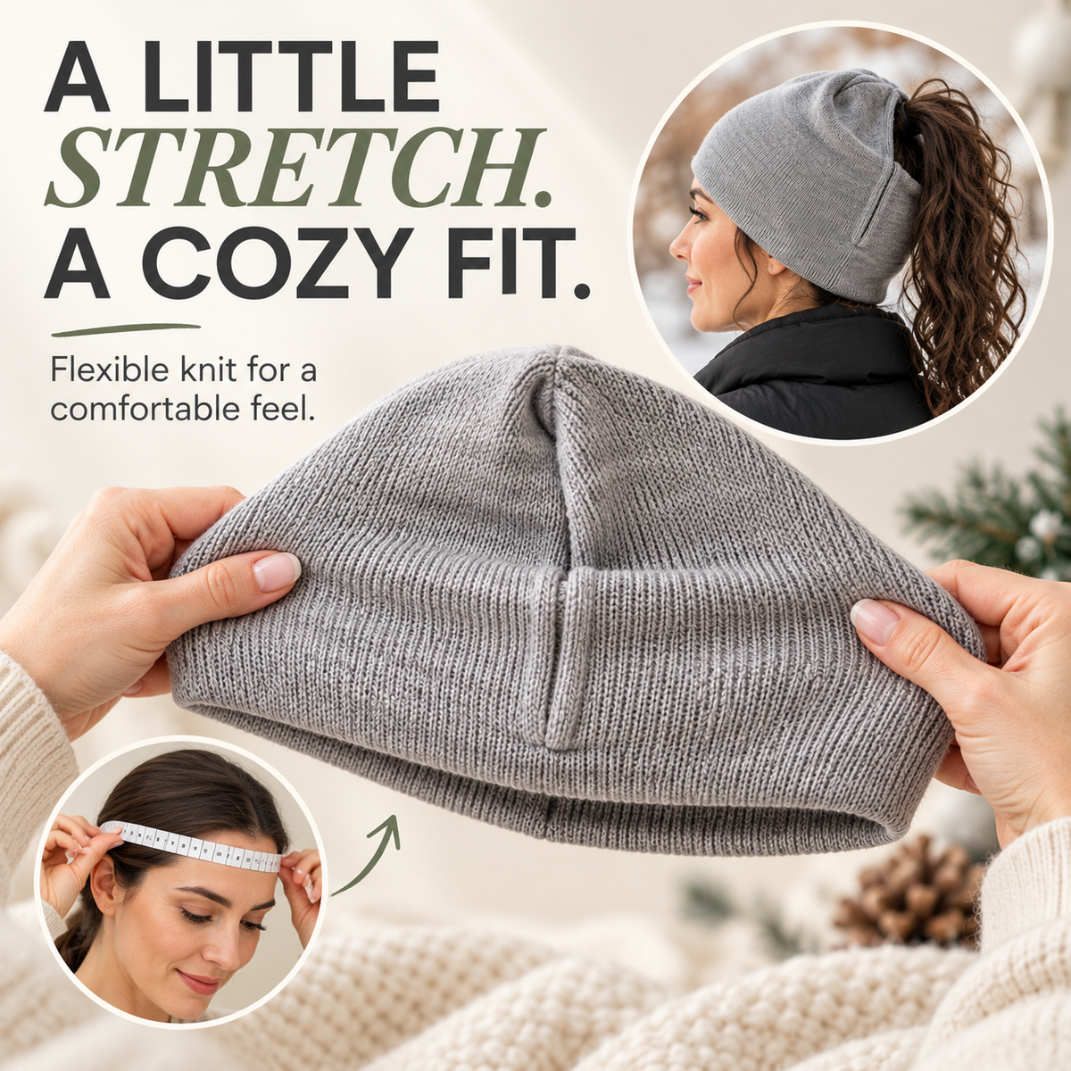 ❄️ Women’s Winter Knit Ponytail Beanie with Magnetic Opening