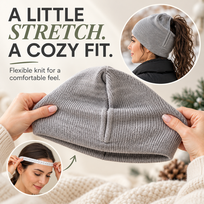❄️ Women’s Winter Knit Ponytail Beanie with Magnetic Opening
