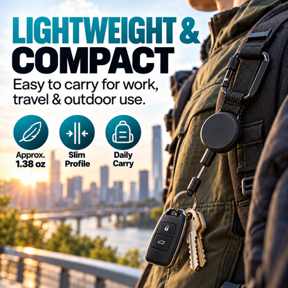 Retractable Steel Tether with Locking Carabiner – Secure Your Phone, Keys & Essentials Anywhere