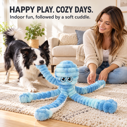 Interactive Octopus Dog Toy – Squeaky, Crinkle & Soft Plush Fun for Happy Pups
