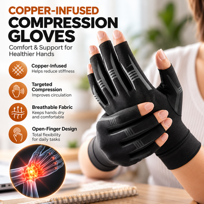 Copper-Infused Half-Finger Compression Gloves
