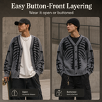 Skeleton Ribcage Oversized Knit Button Cardigan
