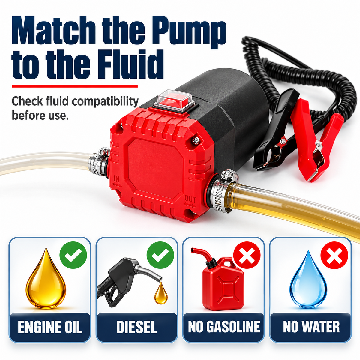 🛠️ 12V 80W Electric Oil Extractor & Diesel Transfer Pump Kit with Hoses – For Compatible Cars, Trucks, RVs & Boats