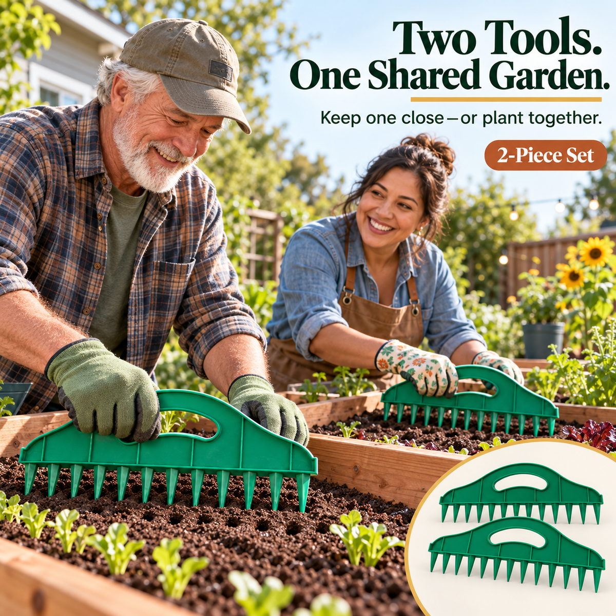 🌱 Garden Seed Spacing Tool – Multi-Row Soil Dibbler & Furrow Maker