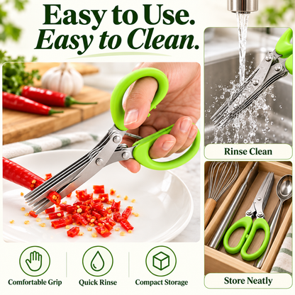 🌿 Professional Multi-Blade Herb Scissors Set  – Includes FREE Cleaning Comb! ✂️