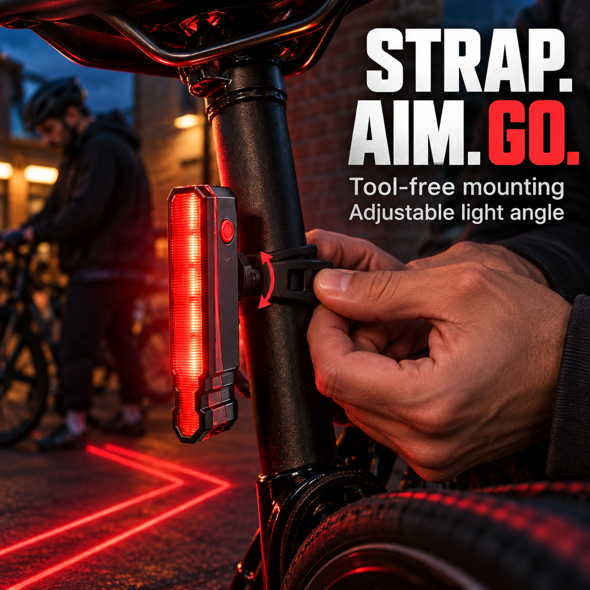 🚴 6-Mode USB Rechargeable LED Bike Tail Light with Laser Safety Lines