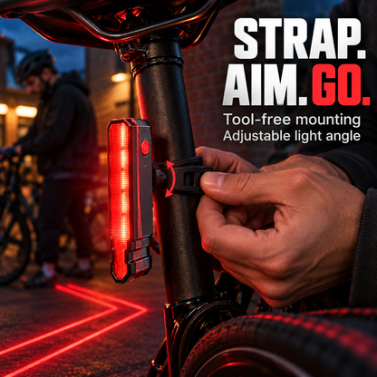 🚴 6-Mode USB Rechargeable LED Bike Tail Light with Laser Safety Lines