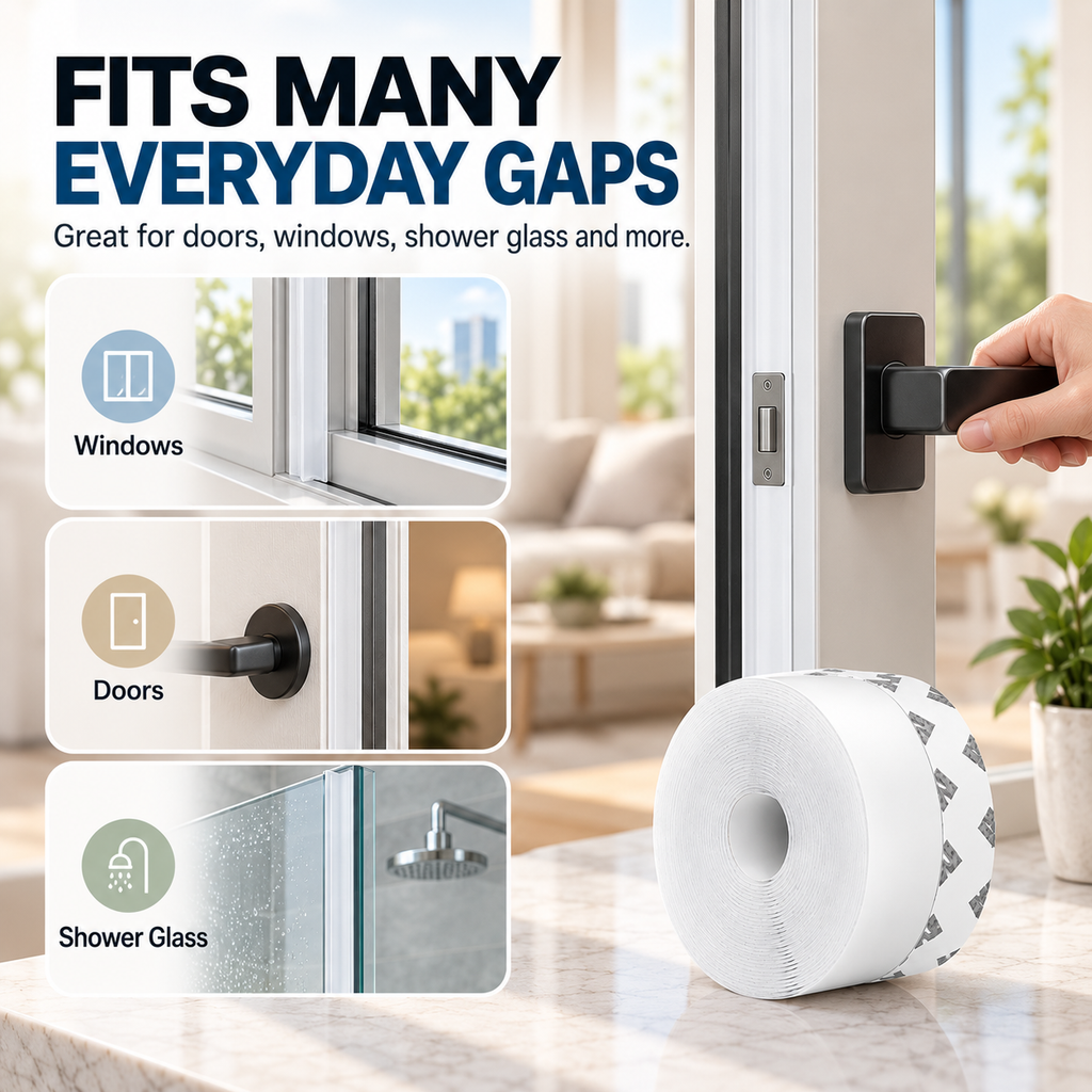 🔥32.8Ft Door Weather Stripping | Adhesive Draft Stopper Seal Strip for Doors, Windows & Shower Doors