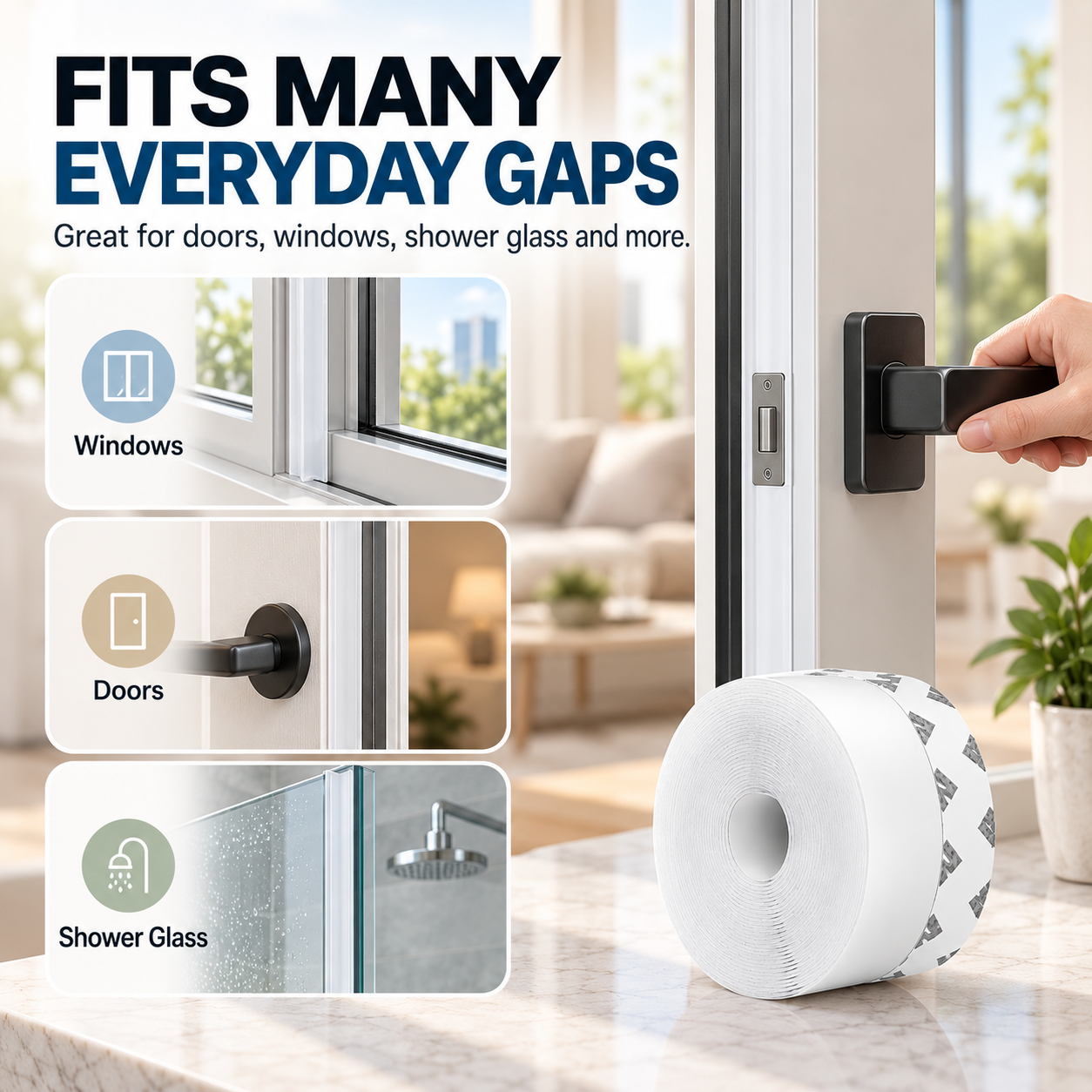🔥32.8Ft Door Weather Stripping | Adhesive Draft Stopper Seal Strip for Doors, Windows & Shower Doors