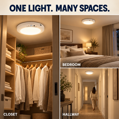 Rechargeable Motion Sensor Ceiling Lamp - Magnetic Ceiling Mount, Remote-Controlled