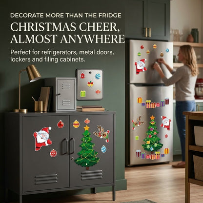 Christmas Magnetic Fridge Decorations Set – Reusable Holiday Magnets for Refrigerator & Metal Surfaces