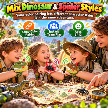 2-Pack Kids Walkie Talkies – Up to 4 Players, 3280FT Range, Fun Dinosaur & Spider Wrist Toys