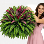 UV-Resistant Artificial Fern & Red Dracaena Decorative Plants – Full, Lush & Fade-Resistant!