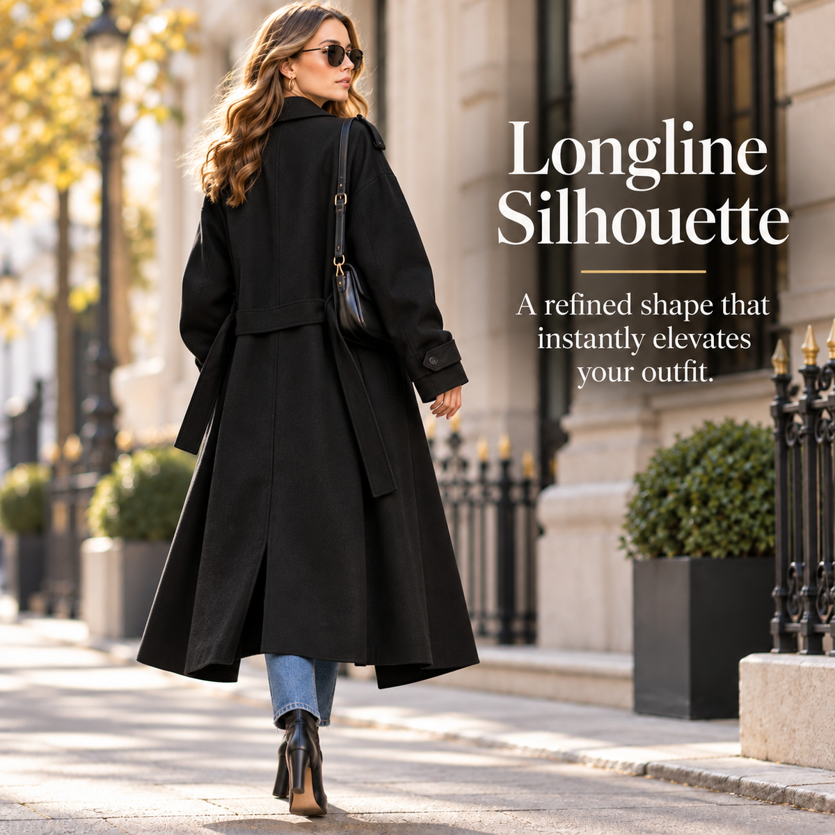 Women’s Classic Double-Breasted Wool Blend Long Coat