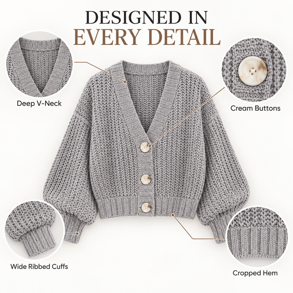 Women’s Chunky Knit V-Neck Button Cardigan