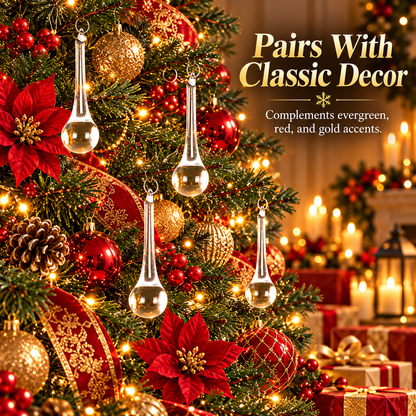 🎄50 PCS Crystal Teardrop Christmas Ornaments – Add Sparkle to Your Holidays!✨