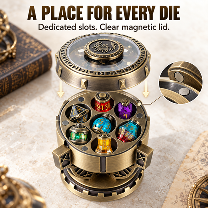 Alchemist’s Metallic Elixir DND Dice Set with Spinning Chalice & Liquid-Core Potion Dice