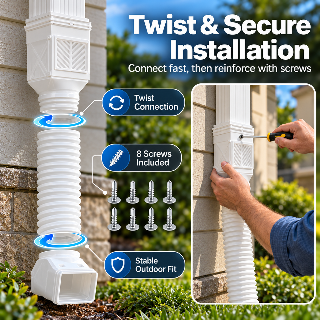 Flexible Downspout Extender & Rainwater Drainage Pipe for Home Foundation