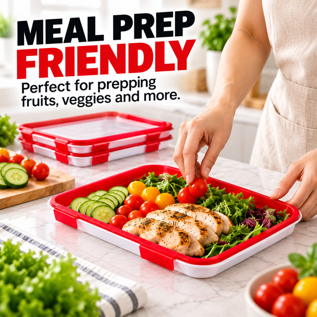 🍓 Portable Snack Tray with Stretch Lid – Snack Anywhere! 🥨