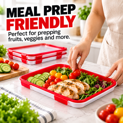 🍓 Portable Snack Tray with Stretch Lid – Snack Anywhere! 🥨