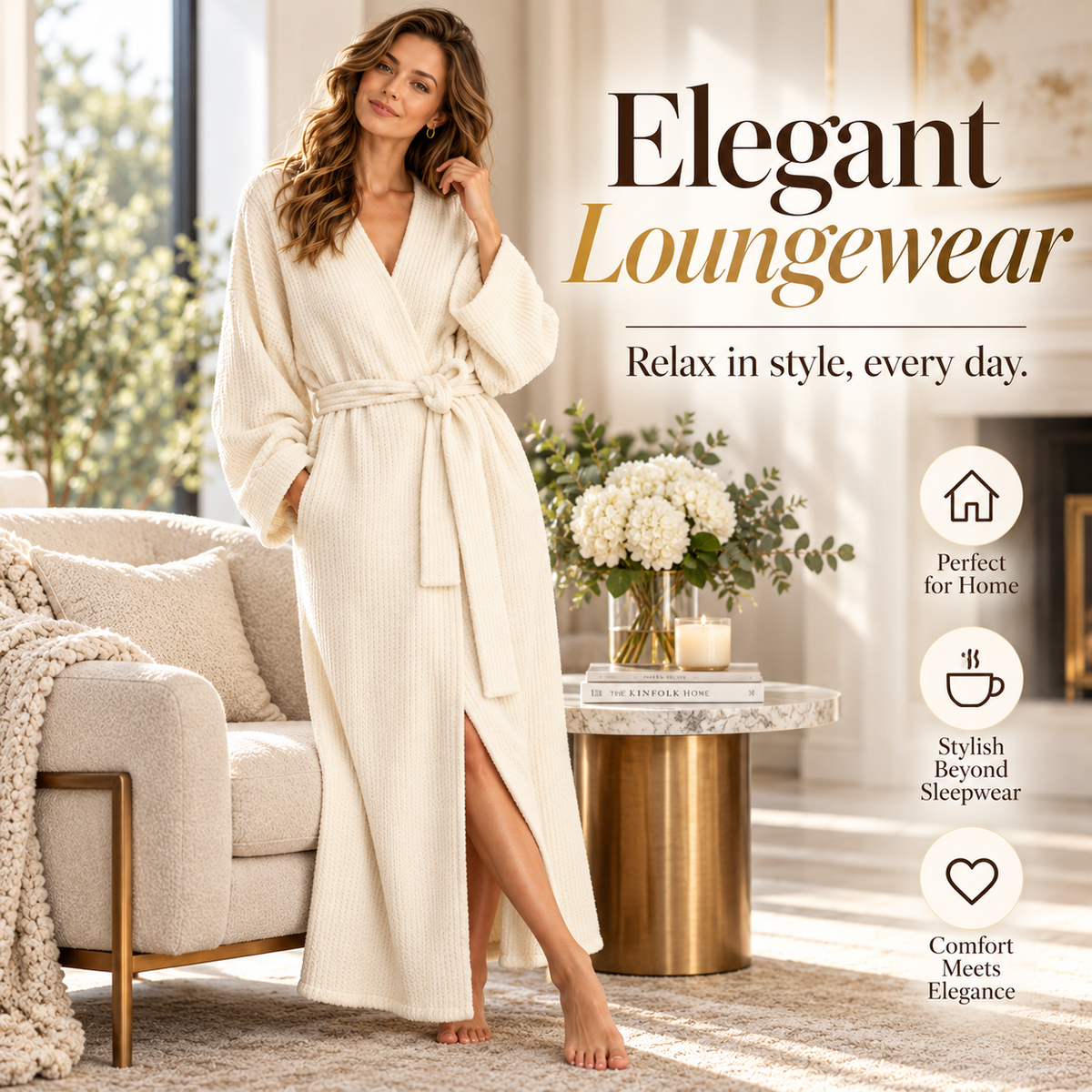 Women’s Long Plush Fleece Robe – Cozy Winter Loungewear