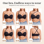 ✨Womens Strapless Front Closure Bra Push Up Lift Bra Padded Add Cup Non Slip Anti-Slip Grip & Removable Straps Fit Outfits Wireless Supportive Seamless