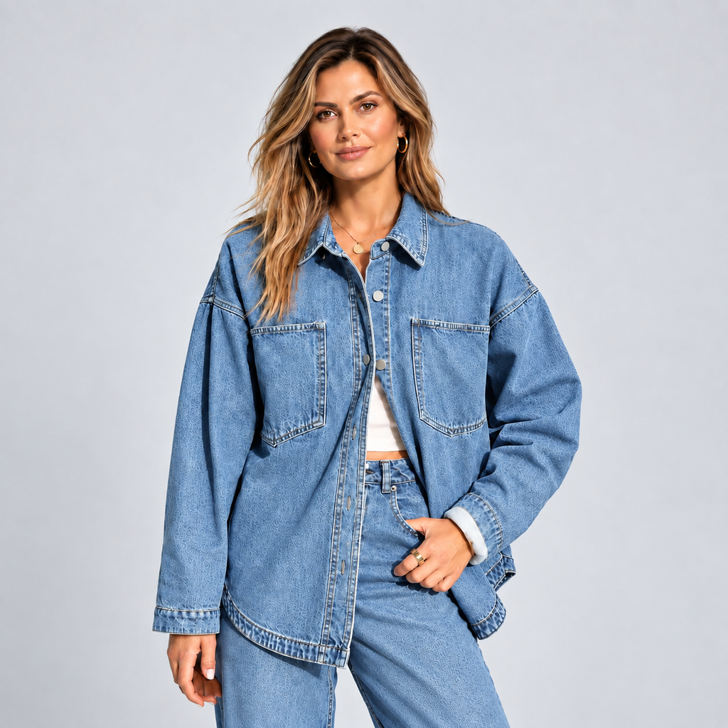 Women's Versatile Vintage Wash Casual Denim Over-Shirt