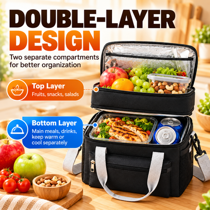 🥪2-in-1 Double-Layer Insulated Lunch Bag – Pack More, Keep It Hot or Cold Longer!✨