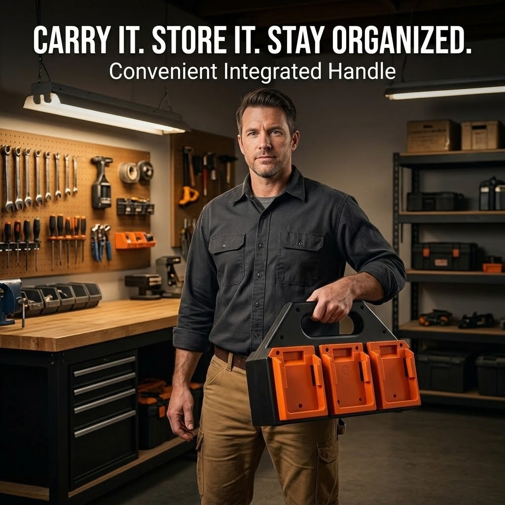 Cordless Tool Battery Storage Rack – 4/6-Slot Organizer, Compatible with DeWalt, Makita & Milwaukee