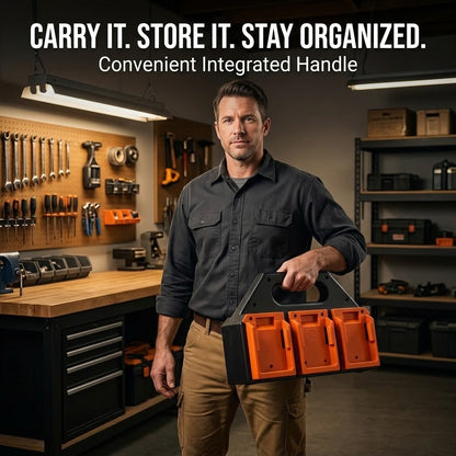 Cordless Tool Battery Storage Rack – 4/6-Slot Organizer, Compatible with DeWalt, Makita & Milwaukee