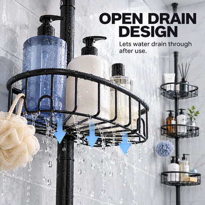4-Tier Adjustable Corner Shower Caddy with Hooks
