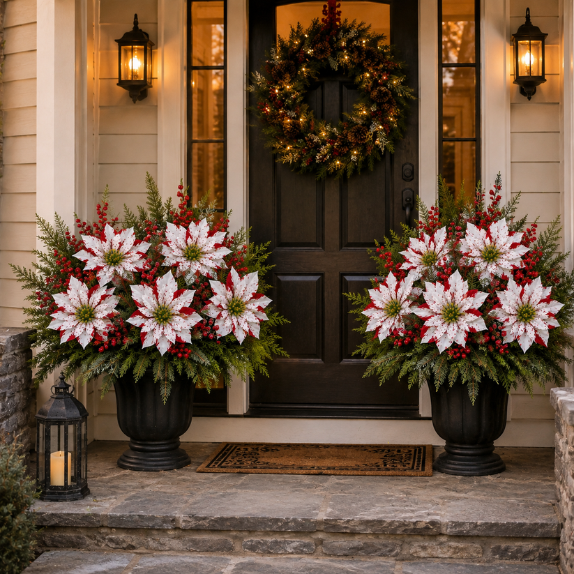 🌸Classic Red Poinsettia Planter Inserts – The #1 Christmas Flower That Never Wilts, Never Fades, Never Needs Watering