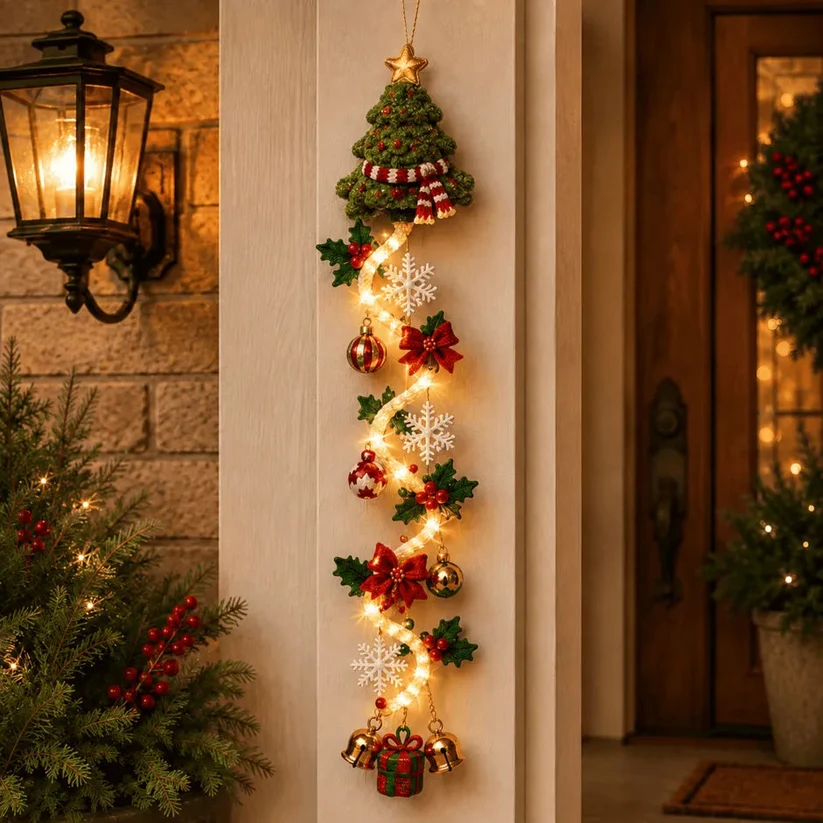 Illuminated Christmas Light Ornaments, Suitable for Front Door and Indoor Holiday Decorations