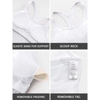 Ribbed Workout Tank Tops for Women with Built in Bra Tight Racerback Scoop Neck Athletic Top