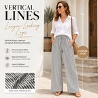 Women’s Plus Size High-Waisted Stretchy Striped Wide-Leg Casual Pants