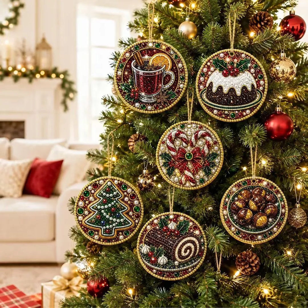 🎄🦌 6-Pack Christmas Diamond Painting Ornament Kit | Make Beautiful Hand‑Made Decorations🎁