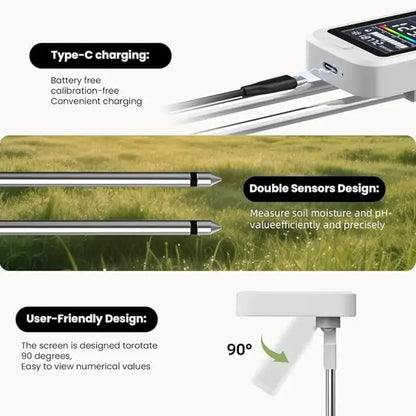 6-in-1 Digital Soil Tester with LCD Display – Moisture, pH, Fertility, Light & Temperature Meter