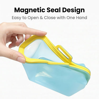 Reusable Silicone Food Storage Bag – Magnetic Seal, Easy Clean, Fridge & Freezer Friendly