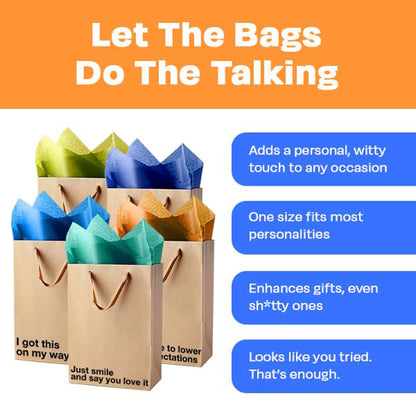 Funny Gift Bags -Set of 5- Snarky, Perfect for Gifts, Secret Santa, and Christmas