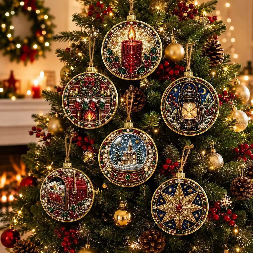 🎄🦌 6-Pack Christmas Diamond Painting Ornament Kit | Make Beautiful Hand‑Made Decorations🎁