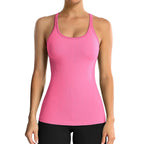 Ribbed Workout Tank Tops for Women with Built in Bra Tight Racerback Scoop Neck Athletic Top