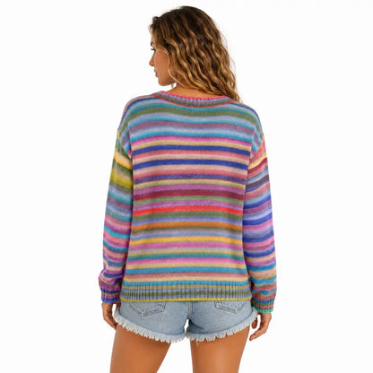 Rainbow Stripe Relaxed Knit Cardigan