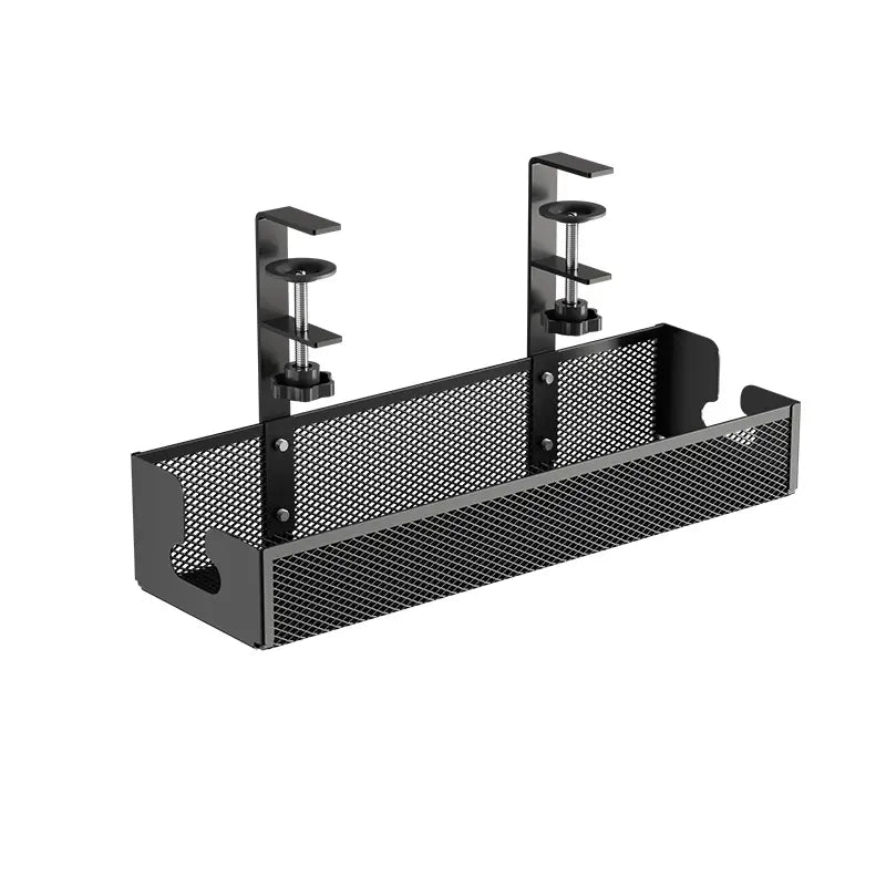 Under-Desk Cable Management Tray – No-Drill Clamp Organizer for Desks Up to 2" Thick